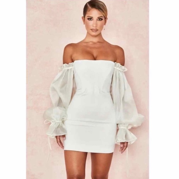 House of CB Dresses House Of Cb Marisa Ivory Satin Corset Dress